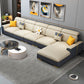Nordic Grey and Beige Sofa Faux Leather Square Sewn Pillow Back Sofa Clearhalo 'furn' 'furn_sectionals' 'Furniture' 'Living Room Furniture' 'Sectionals' 1200x1200_0141761e-ac4c-4573-be4e-f836f0ddd7a9