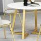 Stone Top Dining Table Contemporary Table with Sled Base in Gold Clearhalo 'Dining Tables & Seating' 'Dining Tables' 'dining_table' 'furn' 'furn_dining_table' 'Furniture' 'furniture_dining_table' 'Kitchen & Dining Furniture' 'kitchen' 'kitchen_dining_table' 1200x1200_01428aca-7945-48ce-8fe5-1759938eac0b