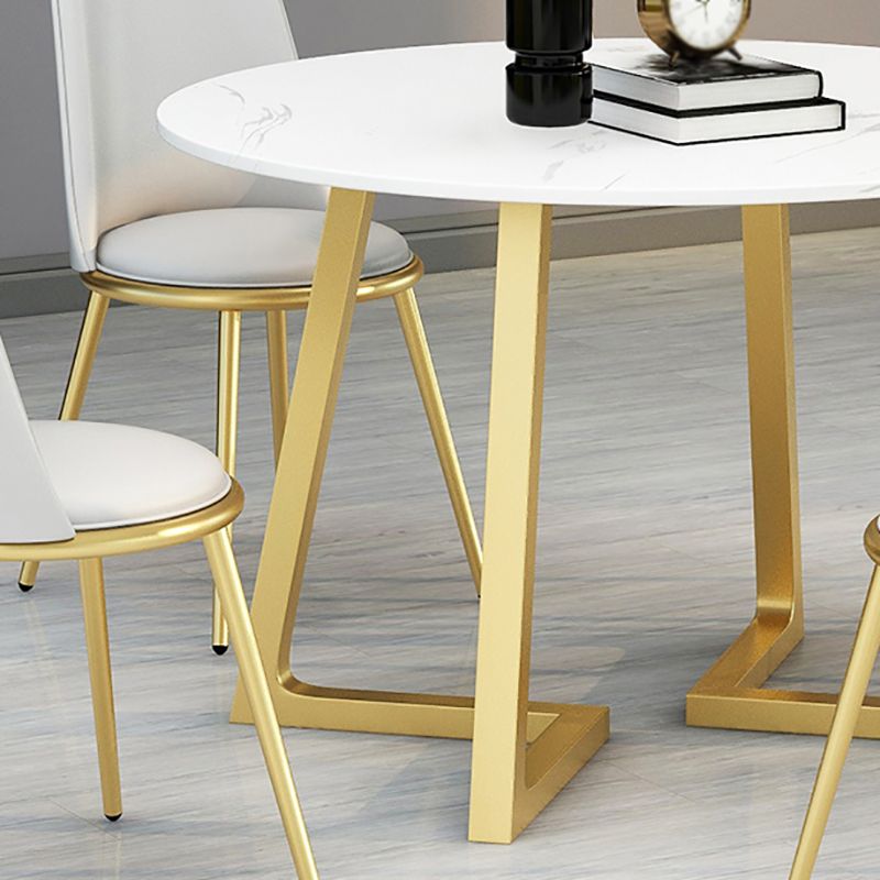 Stone Top Dining Table Contemporary Table with Sled Base in Gold Clearhalo 'Dining Tables & Seating' 'Dining Tables' 'dining_table' 'furn' 'furn_dining_table' 'Furniture' 'furniture_dining_table' 'Kitchen & Dining Furniture' 'kitchen' 'kitchen_dining_table' 1200x1200_01428aca-7945-48ce-8fe5-1759938eac0b