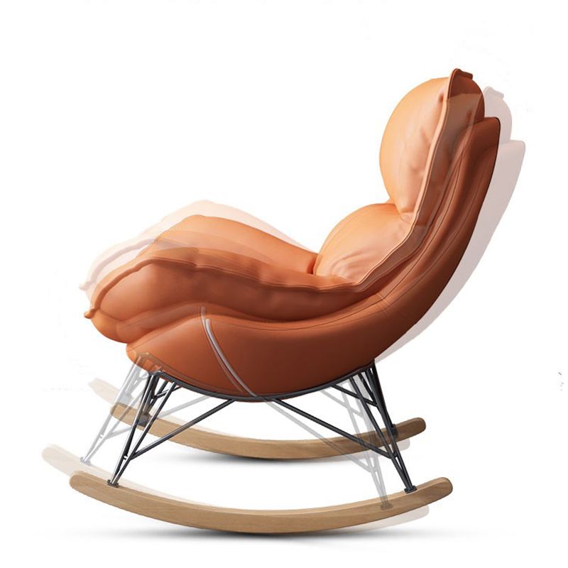 Chaise de planeurs moderne Couleur pure Métal des jambes sombres chaise à bascule avec ottoman