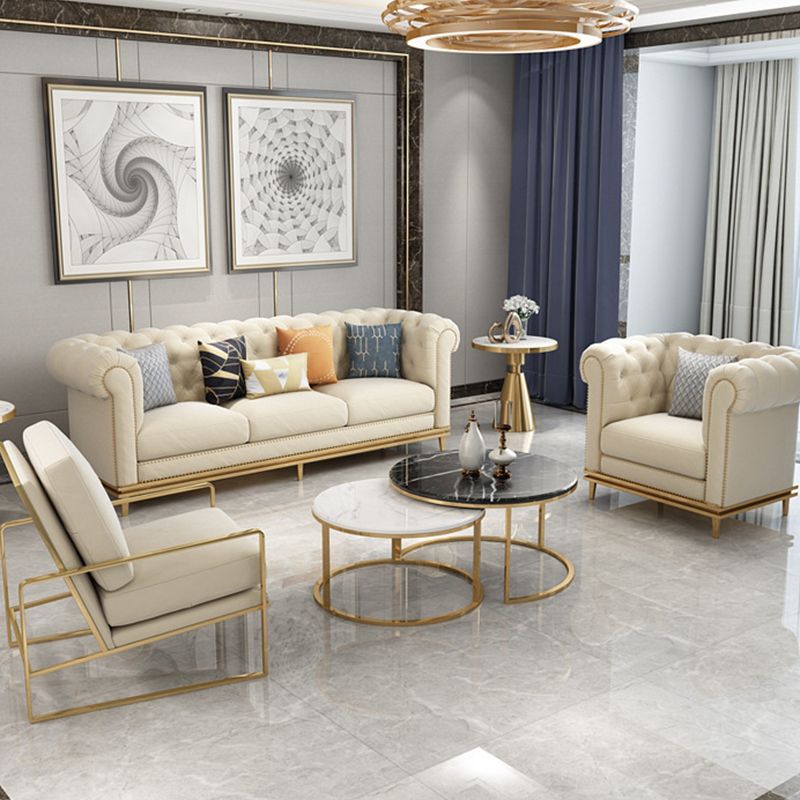 Divano armato arrotolato a 3 posti Chesterfield trapuntato 82,68 "W.