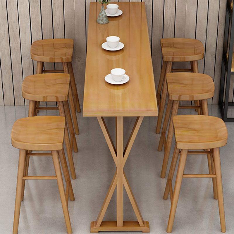 Contemporary Solid Wood Bar Stool Table Rectangle Bar Table in Brown for Indoor Clearhalo 'Bar Furniture' 'Bar Tables' 'bar_tables' 'furn' 'furn_bar_tables' 'Furniture' 'Kitchen & Dining Furniture' 1200x1200_014570bb-d353-4fa3-b83d-c7eb2b5d6d30
