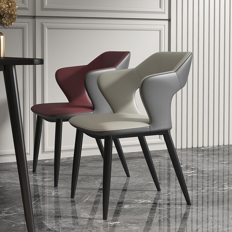 Industrial Style Faux Leather Side Chair with 4 Metal Legs Open Back Dining Side Chair Clearhalo ' kitchen&dining_furn' 'Dining Chairs' 'Dining Tables & Seating' 'dining_chair' 'furn' 'furn_dining_chair' 'Furniture' 'furniture_dining_chair' 'Kitchen & Dining Furniture' 'kitchen' 1200x1200_0146d9f2-4605-4415-af3d-b98467a62d7a