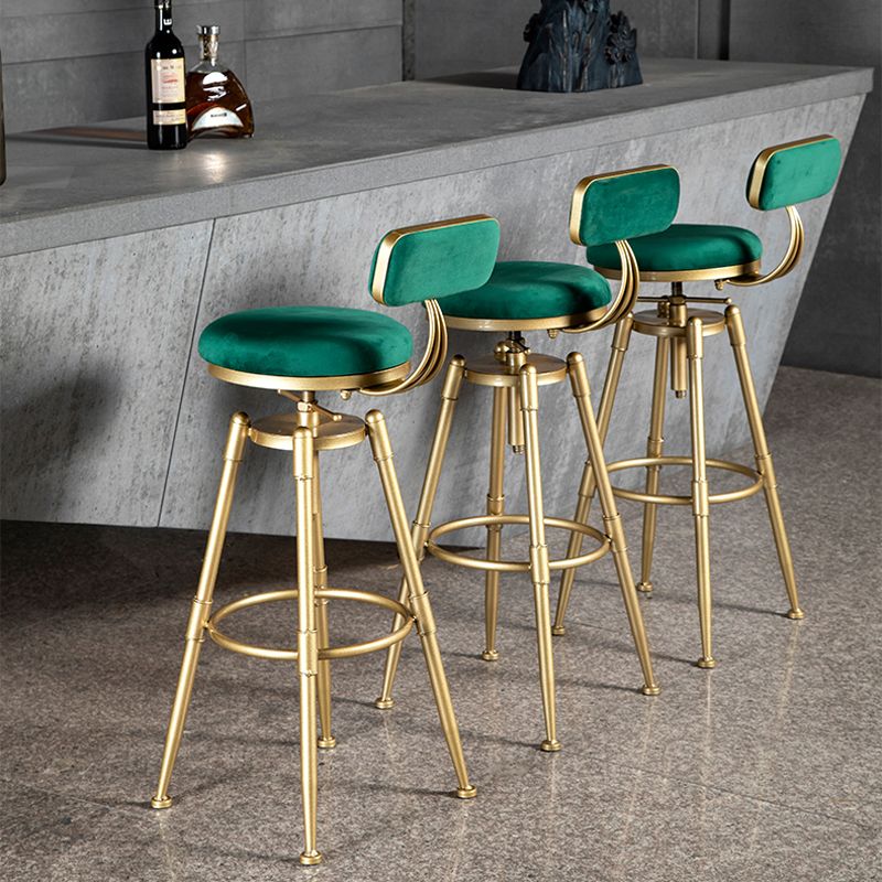 Contemporary Iron Adjustable Height Bar Stool Upholstered Bar Stool with Footrest