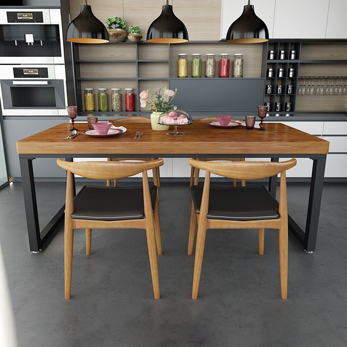 Industrial Solid Wood Top Dining Table Sets with Double Pedestal Base Dining Furniture for Home Use Clearhalo 'Dining Room Sets' 'Dining Tables & Seating' 'dining_room_set' 'furn' 'furn_dining_room_set' 'Furniture' 'furniture_dining_room_set' 'Kitchen & Dining Furniture' 'kitchen&dining_furn' 'kitchen' 1200x1200_01480177-14e9-4408-8c82-60edbead1bad