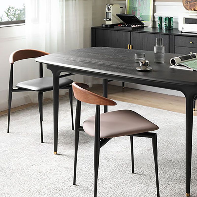 Industrial Design Armless Open Back Side Chairs Faux Leather Dining Chairs Clearhalo ' kitchen&dining_furn' 'Dining Chairs' 'Dining Tables & Seating' 'dining_chair' 'furn' 'furn_dining_chair' 'Furniture' 'furniture_dining_chair' 'Kitchen & Dining Furniture' 'kitchen' 1200x1200_014bdf2e-76d6-4a75-9d88-9d76e366f5e4