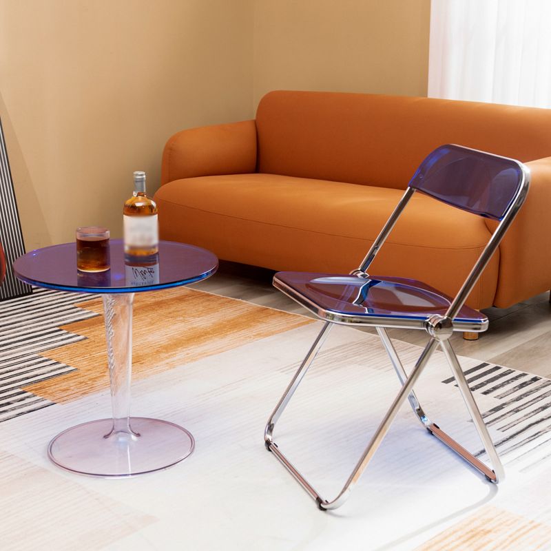 クロスベースデザインアクリル素材モダンスタイルラウンドサイドテーブル