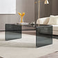 Modern Rectangle Glass Coffee Table Sled Base Cocktail Table