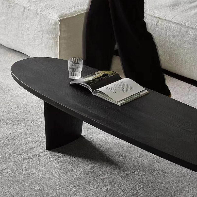 Modern 2 Legs Oval Cocktail Table Wooden Coffee Table in Black Clearhalo 'Coffee & Accent Tables' 'Coffee Tables' 'coffee_tables' 'furn' 'furn_coffee_tables' 'Furniture' 'Living Room Furniture' 1200x1200_01502a10-d5c2-4eaf-9e02-48b3e3d15979