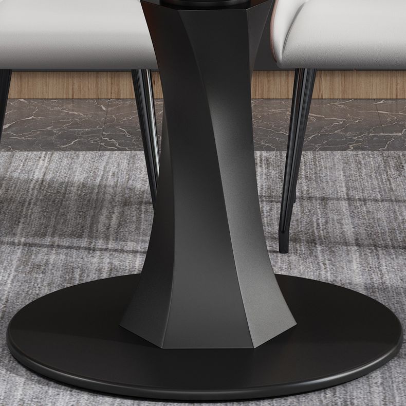 Modern Pedestal Dining Table Stone Top Dining Table with Leaf Extension Clearhalo 'Dining Tables & Seating' 'Dining Tables' 'dining_table' 'furn' 'furn_dining_table' 'Furniture' 'Kitchen & Dining Furniture' 1200x1200_0151050d-5ead-4536-85ce-af96c5db23e3