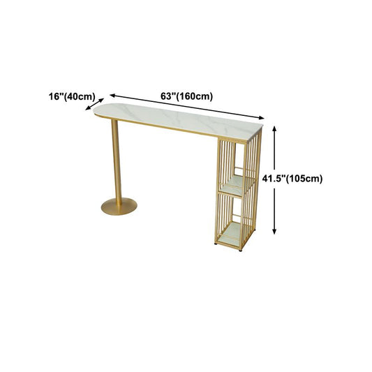 Glam Gold Iron Bar Table Faux Marble White Top Specialty 41.3"H Bistro Table Clearhalo 'Bar Furniture' 'Bar Tables' 'bar_tables' 'furn' 'furn_bar_tables' 'Furniture' 'furniture_bar_tables' 'Kitchen & Dining Furniture' 1200x1200_015119bd-3ad6-4b2e-bed7-00f1ee8e520a