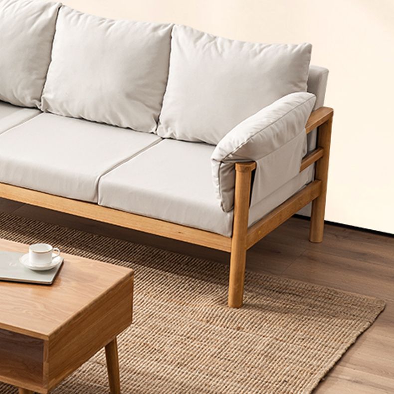 Contemporary Square Arm Sofa 33.46" High Faux Leather/Linen Sofa