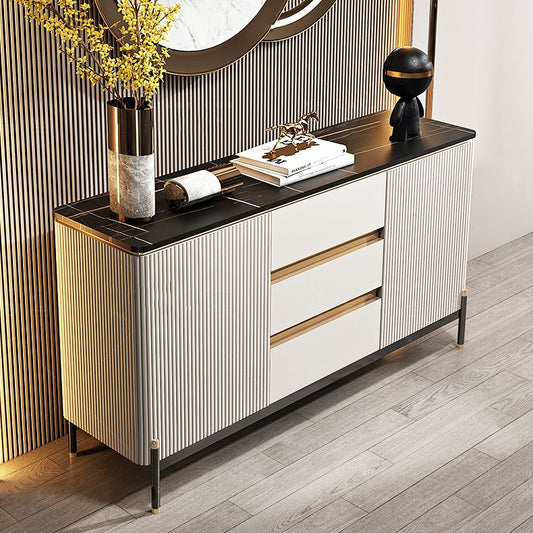 Porte e 3 cassette credenza in pietra in pietra glam sideboard per cucina