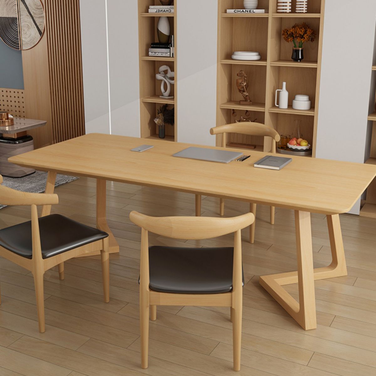 Modern 29,53 "großer Büroschreibtisch Massivholzkrümmte Schreibtisch gebogene Schreibtisch