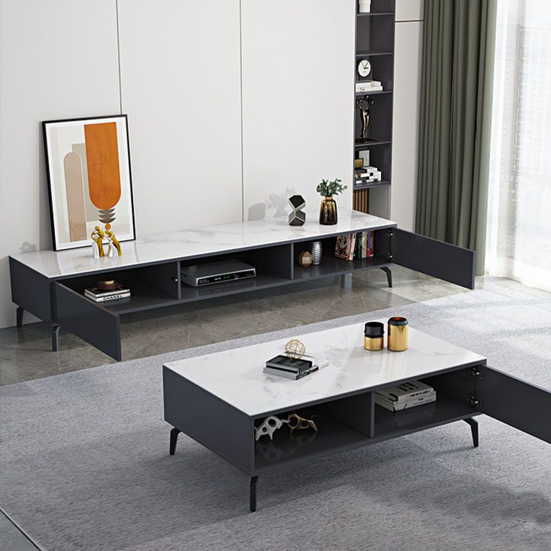 Glam Glass Top Media Console TV Stand Engineered Wood TV Console Clearhalo 'furn' 'furn_tv_stands_entertainment_centers' 'Furniture' 'Living Room Furniture' 'TV Stands & Entertainment Centers' 'TV Stands & Media Storage Furniture' 'tv_stands_entertainment_centers' 1200x1200_0158f647-2a8d-43a2-b170-11b6ccb376c1
