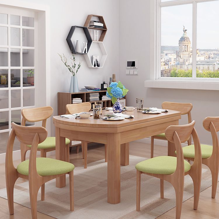 Contemporary Extendable Solid Wood Dining Table Kitchen Standard Dining Table with 4 Legs Base Clearhalo ' dining_table' 'Dining Tables & Seating' 'Dining Tables' 'furn' 'furn_dining_table' 'Furniture' 'furniture_dining_table' 'Kitchen & Dining Furniture' 'kitchen&dining_furn' 'kitchen' 'kitchen_dining_table' 1200x1200_0159920e-1838-48a1-a3d1-c4ac8244f546