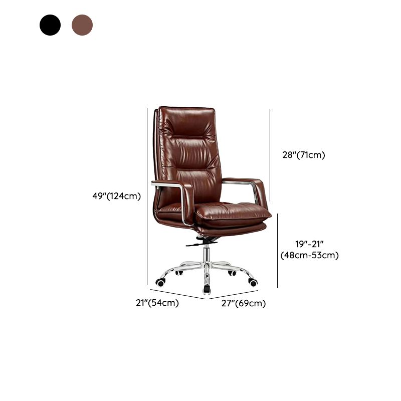Silla de oficina moderna brazos fijos de cuero asiento ajustable altura silla de escritorio