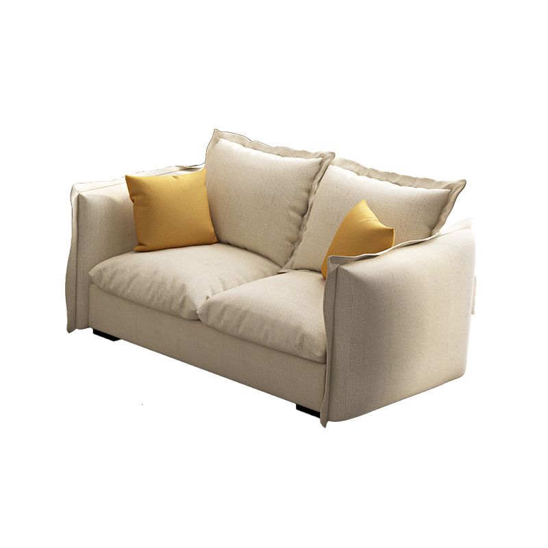 White Faux Leather/Cotton Blend Sofa Square Arm Couch with Pillow Back Clearhalo 'furn' 'furn_sofas' 'Furniture' 'furniture_sofas' 'Living Room Furniture' 'Sofa' 'sofas' 1200x1200_015e3c9b-fe85-4379-80d2-0529dd0b64b4