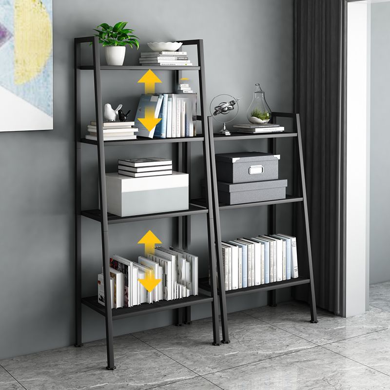 Contemporary Ladder Bookshelf Metal Open Back Bookcase for Home Office