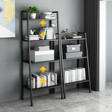 Contemporary Ladder Bookshelf Metal Open Back Bookcase for Home Office