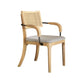 Modern Dining Set 1/7 Pcs Glass Base Dining Table with Solid Wood Arm Chairs