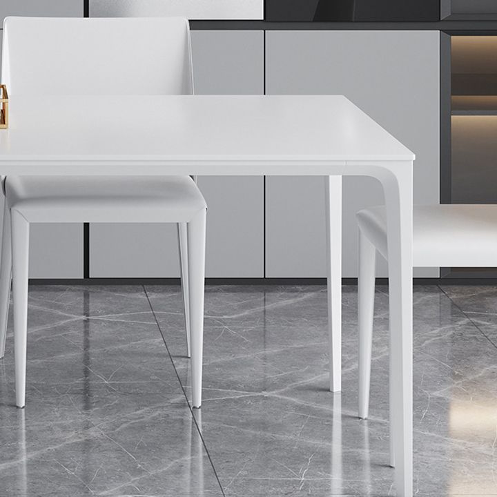 Metal Contemporary Rectangular Table White Sintered Stone Dining Table with 4 Legs Clearhalo ' dining_table' 'Dining Tables & Seating' 'Dining Tables' 'Furniture' 'furniture_dining_table' 'Kitchen & Dining Furniture' 'kitchen&dining_furn' 'kitchen' 'kitchen_dining_table' 1200x1200_01634e43-2a5a-4996-9722-a584604ece52