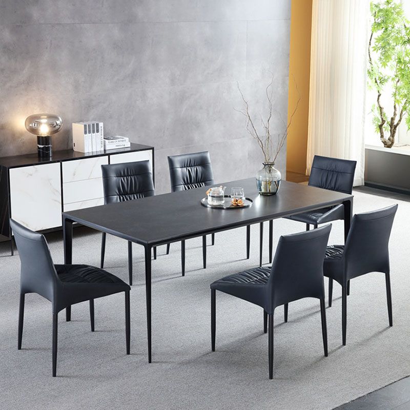 Stone Top Dining Table Modern Dining Table with 4 Metal Legs Clearhalo 'Dining Tables & Seating' 'Dining Tables' 'dining_table' 'Furniture' 'furniture_dining_table' 'Kitchen & Dining Furniture' 'kitchen' 'kitchen_dining_table' 1200x1200_016494ac-4656-4ce5-85a1-da4a4b010fa6