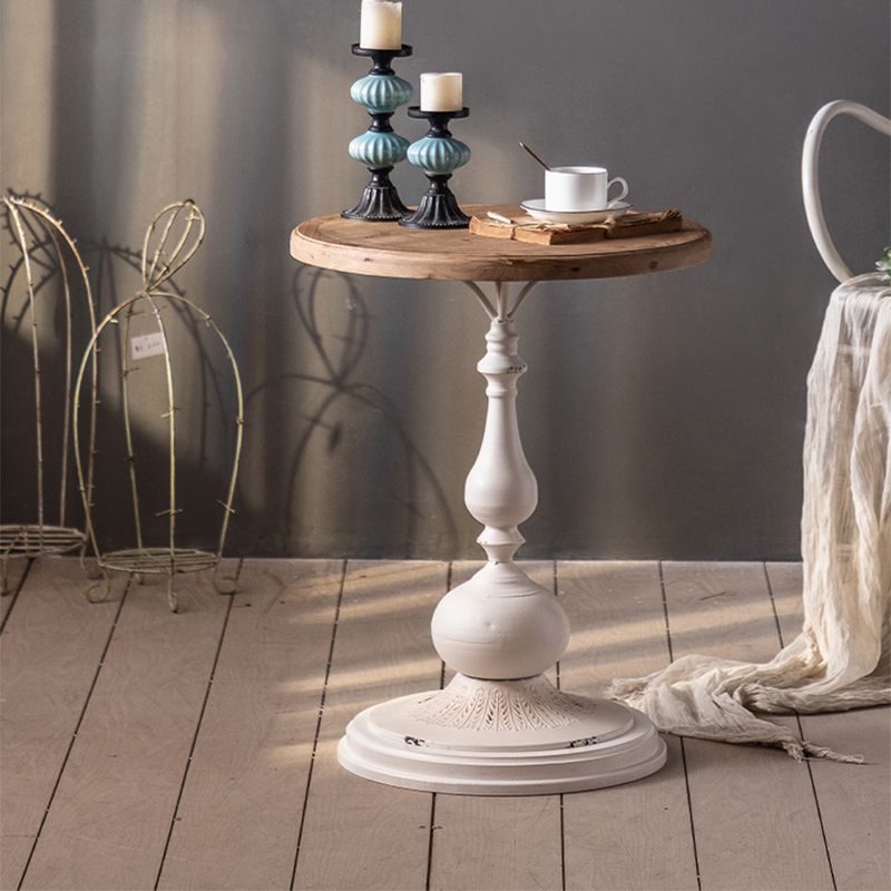 French Country Round Wood Top Coffee Table Iron Pedestal Cocktail Table Clearhalo 'Coffee & Accent Tables' 'Coffee Tables' 'coffee_tables' 'furn' 'furn_coffee_tables' 'Furniture' 'Living Room Furniture' 1200x1200_0164a078-6b72-4727-8871-538348b67feb