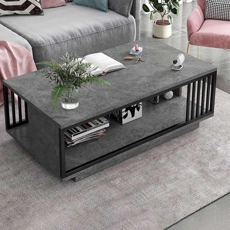 Modern Style Wooden Table with Rectangular Storage Rack Coffee Table Clearhalo 'Coffee & Accent Tables' 'Coffee Tables' 'coffee_tables' 'furn' 'furn_coffee_tables' 'Furniture' 'Living Room Furniture' 1200x1200_016768e9-820d-4e4d-baba-8d280222f820