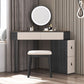 Moderne Ecke Eitelkeitstischhocker und Spiegel Set Glass Top 4-Drawer-Kommode