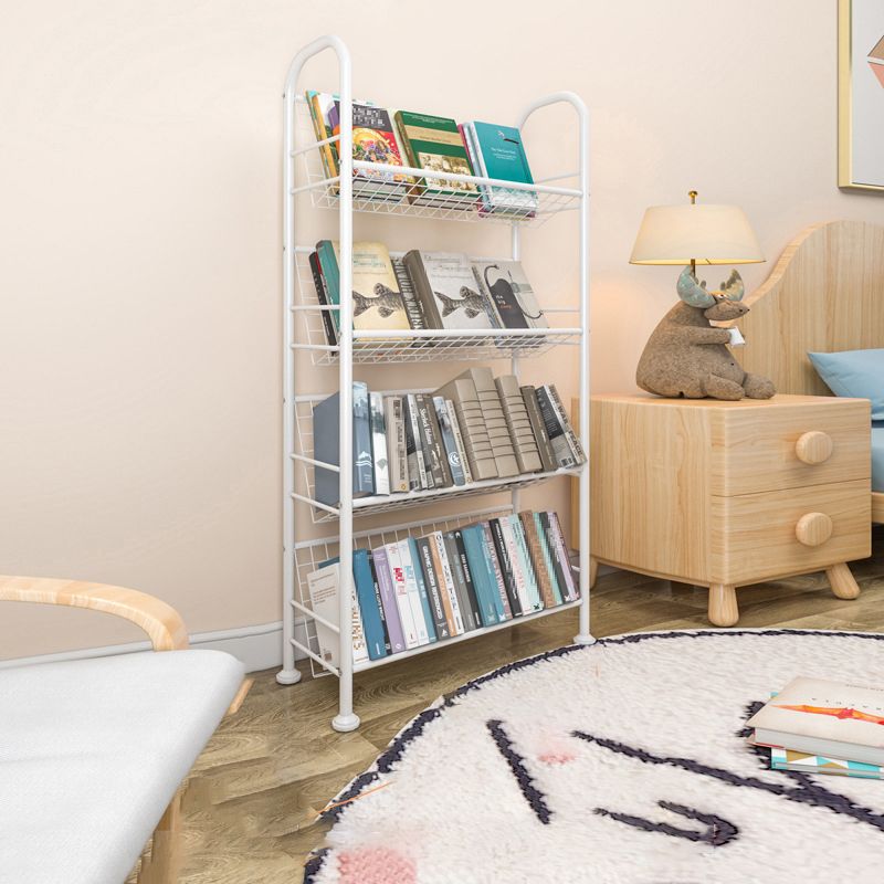 Contemporary Style Metal Bookcase Wheel Bookshelf for Home Office