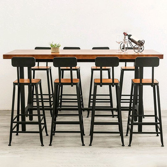 Armless Dining Stools Contemporary Bar Stools with Black Metal Base
