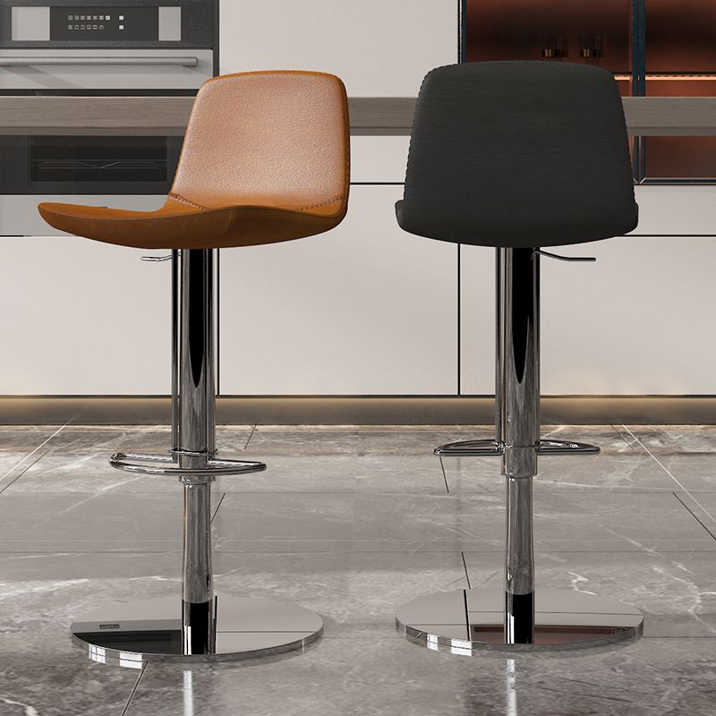 Contemporary Adjustable Height Swivel Armless Bar Stool with Footrest