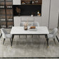Contemporary Fixed Marble Dining Table Set with 4 Black Metallic Legs Kitchen Dining Set Clearhalo 'Dining Room Sets' 'Dining Tables & Seating' 'dining_room_set' 'furn' 'furn_dining_room_set' 'Furniture' 'furniture_dining_room_set' 'Kitchen & Dining Furniture' 'kitchen&dining_furn' 'kitchen' 1200x1200_016d7b0e-4b2f-406d-bcee-6f096d27af5f