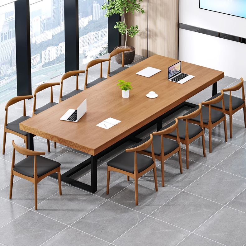 Scrivania rettangolare moderna di pino in legno in legno con cavalletto