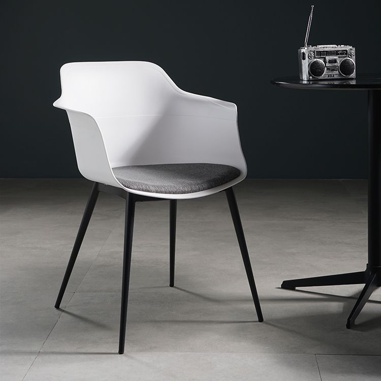 Scandinavian Dining Arm Chair Solid Back Side Chair with 4 Metal Legs for Home Use Clearhalo ' kitchen&dining_furn' 'Dining Chairs' 'Dining Tables & Seating' 'dining_chair' 'Furniture' 'furniture_dining_chair' 'Kitchen & Dining Furniture' 'kitchen' 1200x1200_016e19fa-aaa3-4bb9-aa28-88643621e6eb