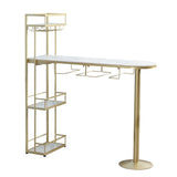 Glam White Stone Bistro Table Indoor Iron Double Pedestal Bar Dining Table with Wine Rack Clearhalo 'Bar Furniture' 'Bar Tables' 'bar_tables' 'furn' 'furn_bar_tables' 'Furniture' 'furniture_bar_tables' 'Kitchen & Dining Furniture' 'kitchen&dining_furn' 'kitchen' 1200x1200_01702e7b-96c7-4a72-ae12-566477db6af5