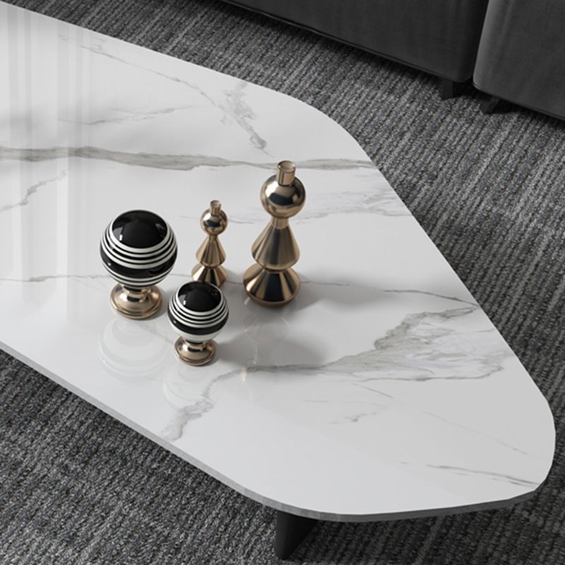 Pedestal Design Marble Metal Steel Black Pedestal Free Shape Coffee Table