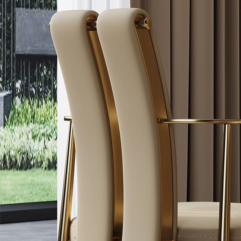 Glam Küche Essstuhl goldene Beine gepolsterter Essarm Stuhl