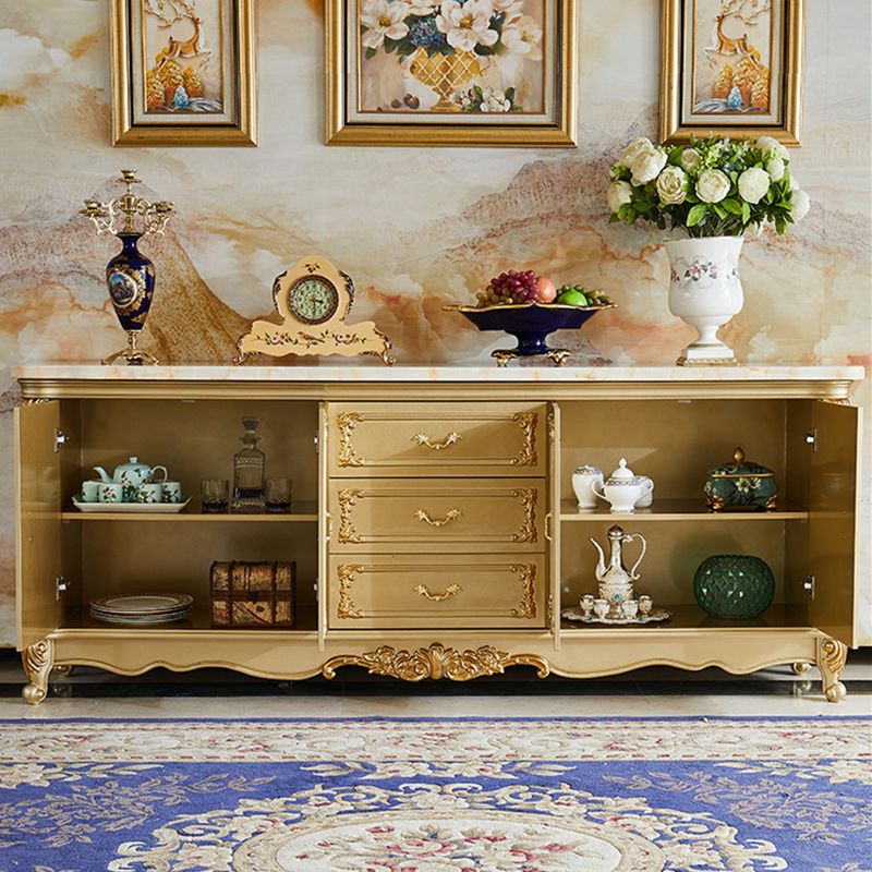 Glam Sideboard a 2 porte in Sideboard in legno di quercia dorata con marmo per soggiorno