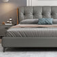 Contemporary Grey Standard Bed with Upholstered Headboard in Solid Wood Clearhalo 'Bedroom Furniture' 'Beds' 'furn' 'furn_beds' 'Furniture' 1200x1200_0175657d-c4f7-4b20-bc72-c350754f10c5