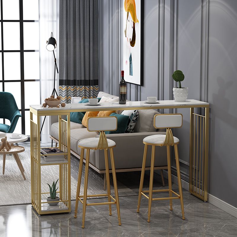 Glam Rectangle White Counter Height Set 1/2/3 Pieces Marble Pub Dining Set Clearhalo 'Bar Furniture' 'furn' 'furn_home_bar_bar_sets' 'Furniture' 'Home Bars & Bar Sets' 'home_bar_bar_sets' 'Kitchen & Dining Furniture' 1200x1200_0178fcf5-5d08-4b7b-bd46-e20eb9b78c2f