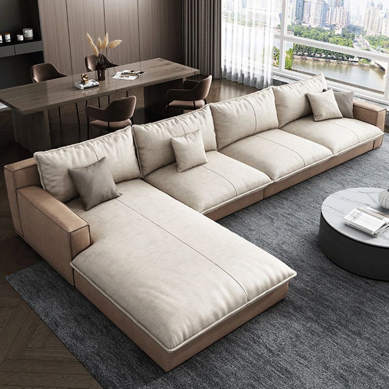 Assembled Living Room Square Arm Modular Contemporary Sofa & Chaise Clearhalo 'furn' 'furn_sectionals' 'Furniture' 'furniture_sectionals' 'kitchen' 'kitchen_sectionals' 'Living Room Furniture' 'Sectionals' 1200x1200_01795169-e017-4b86-b4ac-6d05ed52dfaa