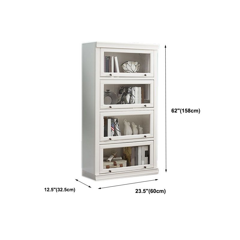 Libreria moderna di stoccaggio chiuso da 12,5 "W White Wohi Legno scaffale con porte di vetro