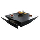 Modern Style Square Wooden Table with Square Block Base Coffee Table with Drawers