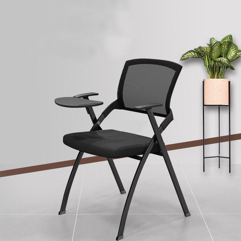 Chaise de bureau moderne sans roues, chaise de conférence noire en microfibre