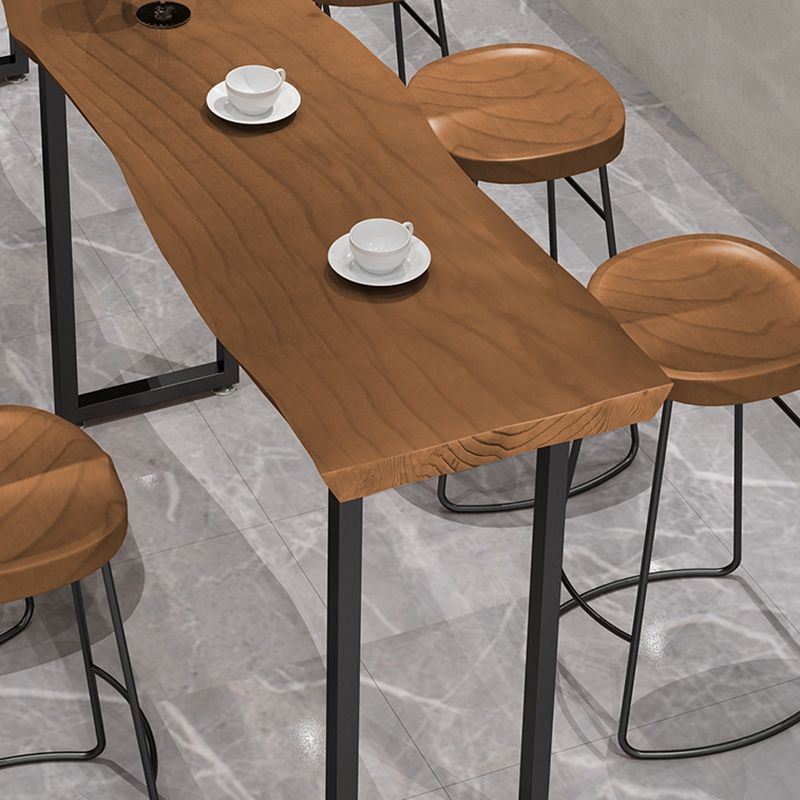 Modern Wood and Metal Bistro Accent Dining Table Sled Indoor Patio Bar Table Clearhalo 'Bar Furniture' 'Bar Tables' 'bar_tables' 'furn' 'furn_bar_tables' 'Furniture' 'furniture_bar_tables' 'Kitchen & Dining Furniture' 1200x1200_017e3d84-24f1-4a14-99f2-736c3b586562
