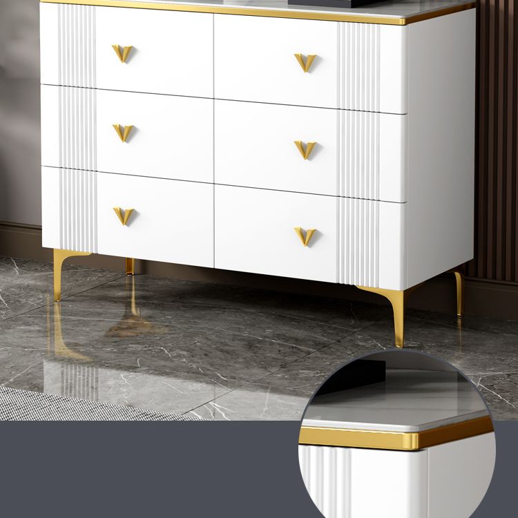 Modern Style Stone Buffet Sideboard White 15.7"D Dining Room Buffet Server with Drawer Clearhalo 'buffet_sideboard' 'Buffets & Sideboards' 'Furniture' 'furniture_buffet_sideboard' 'Kitchen & Dining Furniture' 1200x1200_017edd0f-4ba5-43ab-b5ac-302ea2646110