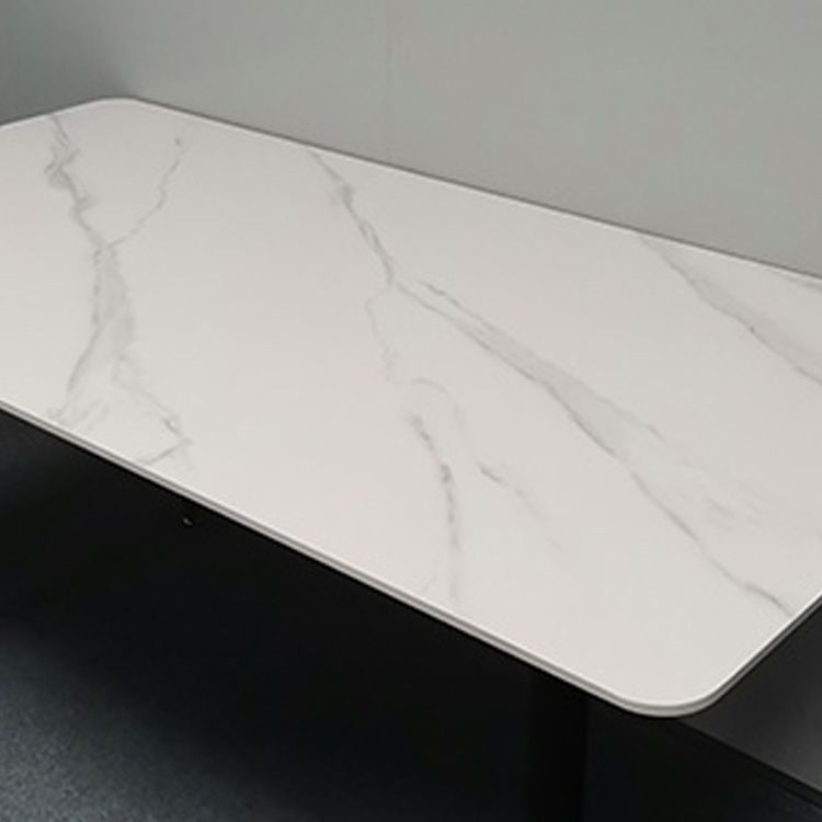 Mesa de comedor rectangular mesa de comedor de piedra con base de hierro