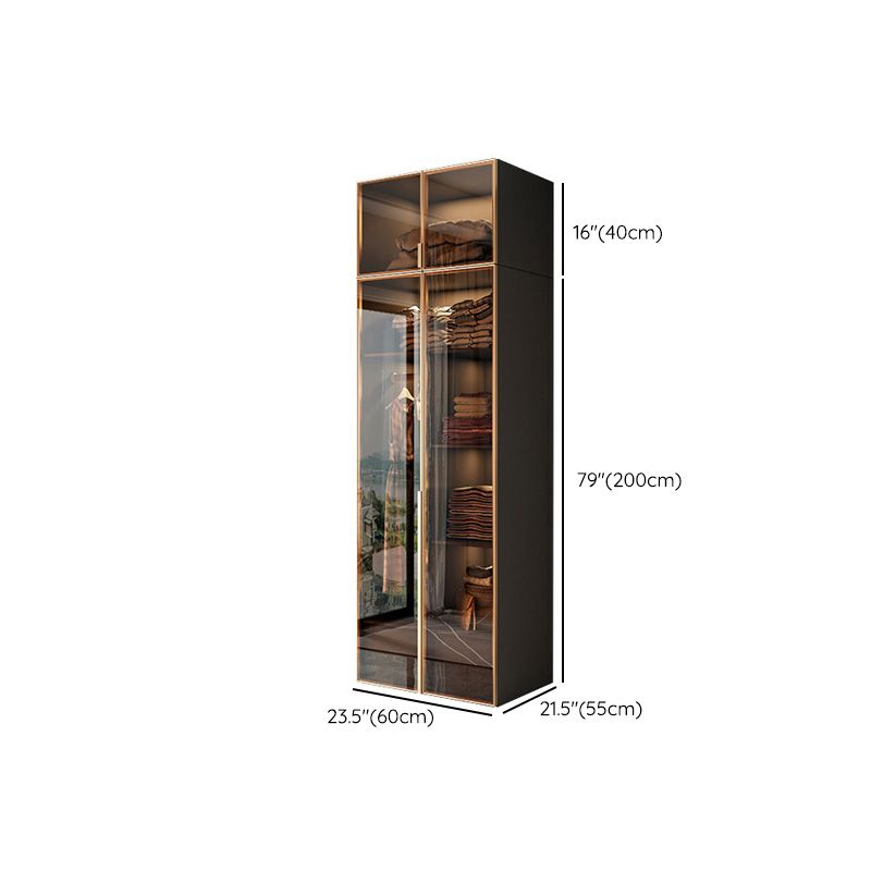 Modern Style Glass Wardrobe Bedroom Wardrobe Closet with Hinged Door